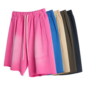 High Quality Acid Wash Men's Shorts Sets Custom Logo Summer Cotton Shorts Screen Printing - Image 1