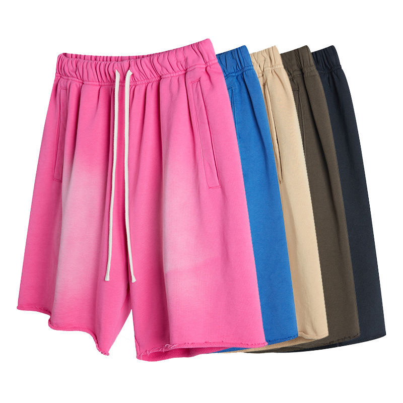 High Quality Acid Wash Men's Shorts Sets Custom Logo Summer Cotton Shorts Screen Printing