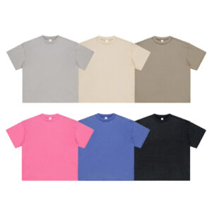 New Arrival High Quality Mens Solid Color Blank Vintage Tshirts Custom Label 250G Cotton T Shirt for Men - Image 2