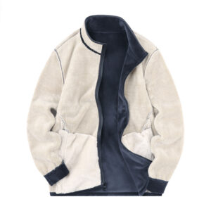 Custom logo Men's Cashmere Winter Sports Casual Stand Collar Cardigan Jacket Loose Size Warm and Thick Coat - Image 6