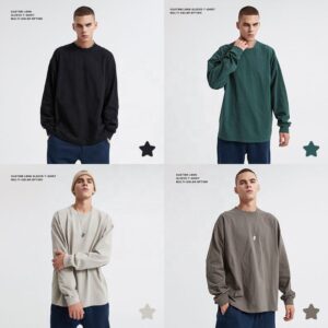 Streetwear Heavyweight 300 Gsm Tshirt Custom Graphic Oversized Acid Wash Long Sleeve T Shirt - Image 2