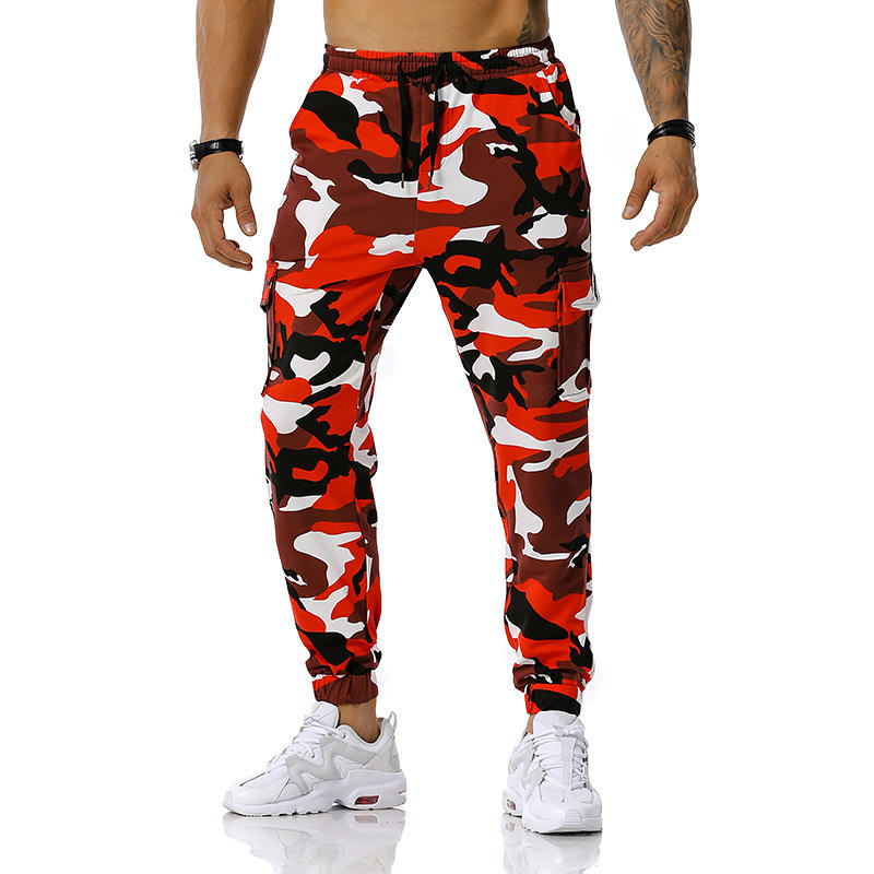 Mens Joggers New Red Camouflage Multi-Pockets Cargo Pants Men  Harem Pants Hip Hop Trousers Streetwear XXXL