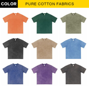 Men Vintage Short Sleeve Oversized T Shirt 300Gsm Cotton Heavy Fabric Acid Washed T-shirt - Image 3