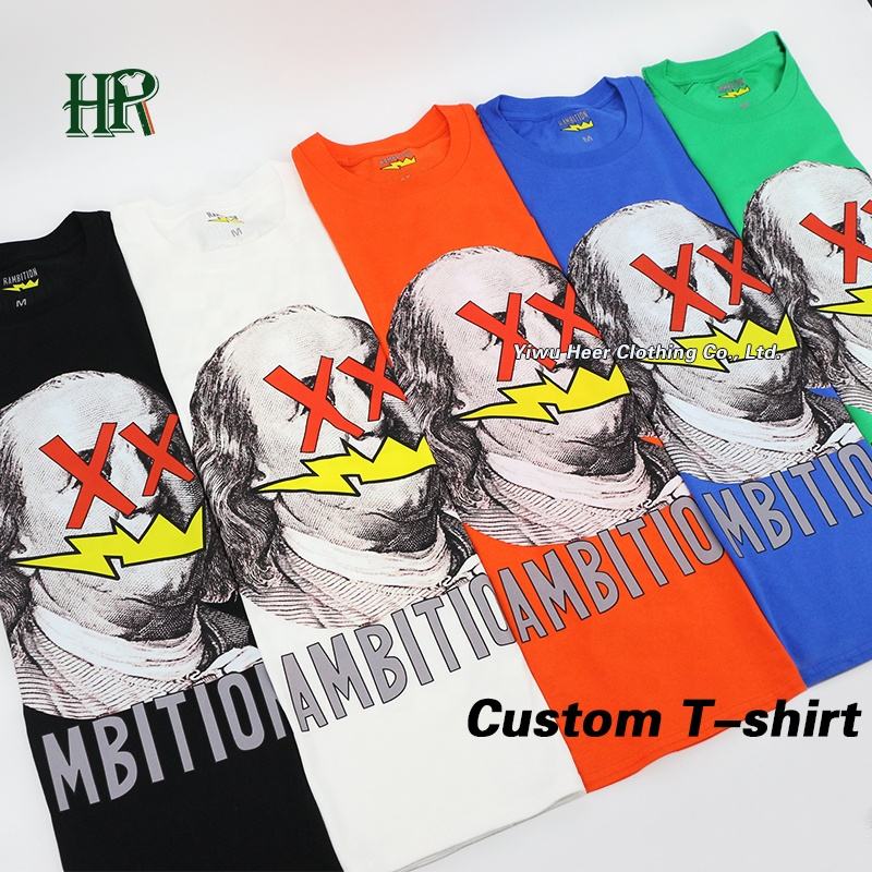 Blank Custom 100% Cotton T-shirt Printing Logo for Mens Plain Printed White Black T Shirt