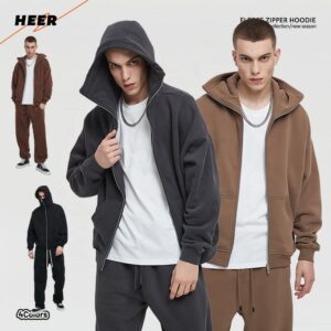 Oversized Zip up Mans Hoodie High Quality Heavy Weight Street Style Custom Plain Hoodies for Man - Image 1