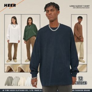 Oversized Man Sweatshirt High Quality Heavy Weight Street Style Custom Ringer Sweat Shirt for Man - Image 2