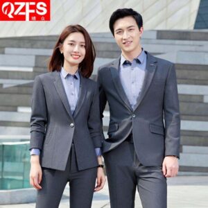Terno Gray Suit High-end Professional Wear Autumn and Winter Men and Women the Same Suit Hotel Manager Business Suit - Image 3