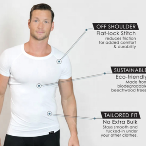 PATON Factory Anti-Odor Moisture Wicking Modal Austrian Fabrics Sweat Proof Undershirt Blank White T-shirt for Men - Image 4