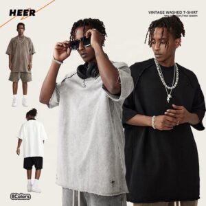 Acid Wash Mans T Shirt High Quality Heavy Weight Street Style Plain Custom Wholesale T-Shirts for Man - Image 1