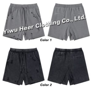 Custom High Quality Men's Cotton Hip Hop Vintage Street Shorts Summer Washed Shorts for Men - Image 3