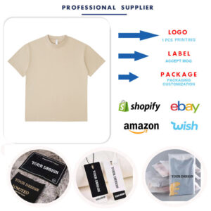 Factory 250 Gsm 100% Cotton T Shirt Heavy Custom Graphic Plain Oversized Men's T-shirts - Image 4