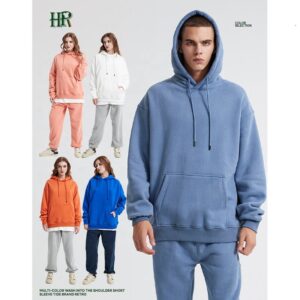 360 Grams High Quality Cotton Oversize Hoodie Thick Fleece Drop Shoulder Plain Custom Men Hoodies - Image 3