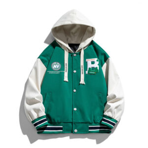 RTS Winter Hooded Outdoor Embroidery Plus Size Baseball Men's Jackets Oversize Black Varsity Jacket - Image 1