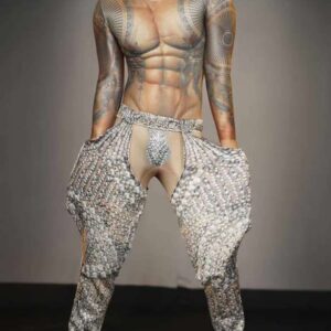 Pant Uomo Transparent Stage Costume Danse Track Pants Mens Trousers Mesh Cloak Broek Pantalones De Hombres Habit Homme Man - Image 4