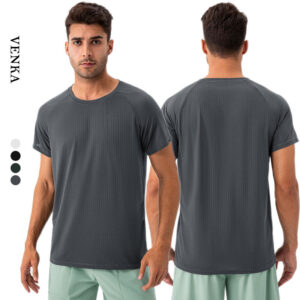 Training Fitness Clothing Men Nylon Breathable Quick-Dry Top Neck Loose Sports Shirts Running Basketball Workout T Shirt for Men - Image 1