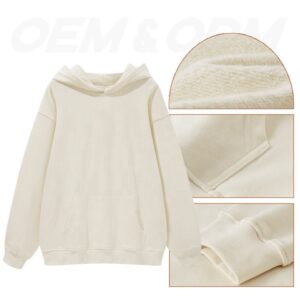 High Quality No String Heavyweight Cotton Hoodies Pullover Customized Plain Cut and Sew Hoodie - Image 4