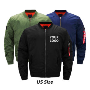 High Quality Designer Black Pilot Plain Customized Custom Logo Plus Size Mens Bomber Jacket - Image 1