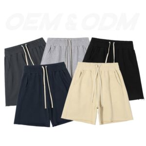 French Terry Shorts Embroidery Logo Hem Running Gym Sports Workout Jogger Summer Shorts - Image 1