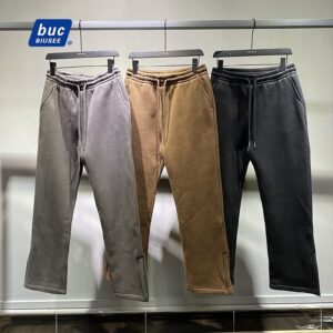 High Quality Vintage Streetwear Clothes Fleece Slit Track Sweatpants With Drawstrings Custom With Logos Men's Clothing - Image 3