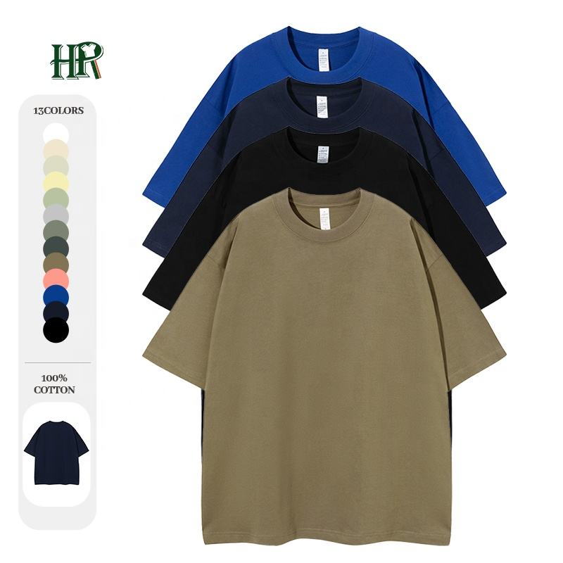 260Gsm Men T-shirts With Embroidery 100%Cotton Oversize Shirts White Tee for Men