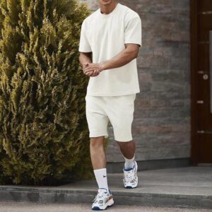 12 Colors OEM Hot Sale Summer Outfit Mens T Shirt Short Sets Two Piece Clothing Cotton Men Oversized Casual Sets - Image 2