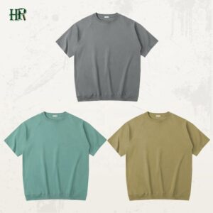 Custom High Quality Men Mock Neck  T-shirt 100% Cotton Heavyweight Drop Shoulder Blank T-shirt for Men - Image 1