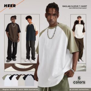 Raglan Sleeves Standard Fit T-Shirt Color Combination High Quality Custom Design Round Neck Tees - Image 2