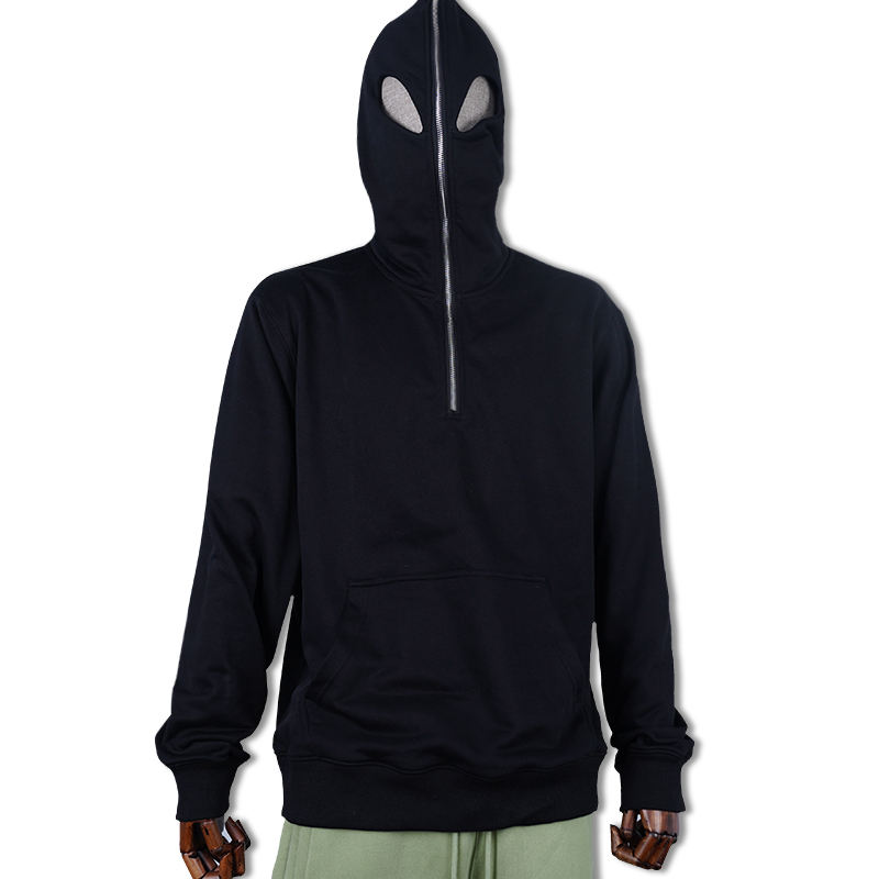 Men's Pullover Oversized Zipper Unisex Heavy Weight 100% Cotton Custom Balaclava Face Cover Hoodie Men's Half Zip Hoodie