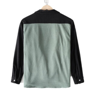 Men Spring Men's Corduroy Loose Shirts Vintage Retro Patchwork Long Sleeve OEM Men's Tops Streetwear Clothing Casual Shirt - Image 4