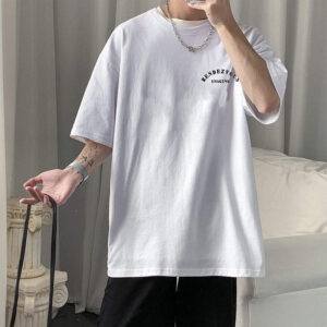 Letter Graphic Men's T-shirt Loose Short Sleeve Tops Casual Oversize Tshirt Male Korean Streetwear Cotton Men's Clothing - Image 4