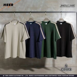 Mans Waffle Knit T-Shirt High Quality Heavy Weight Street Style Casual Ringer Tshirts for Man - Image 3