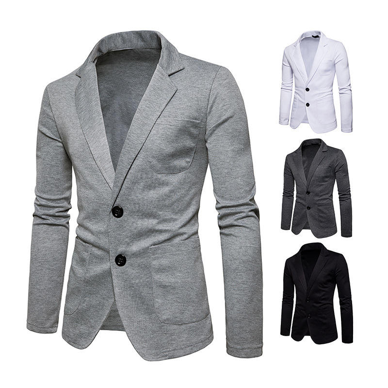 Fashion Men's Clothing Long Sleeve Slim Suit Blazer Jacket for Men Casual Plus Size Two Button Blazers