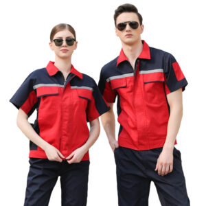 New Fashion Stock Men Worker Short Sleeve Shirts Engineering Outdoor Safe Overalls Sets With Custom logo - Image 7