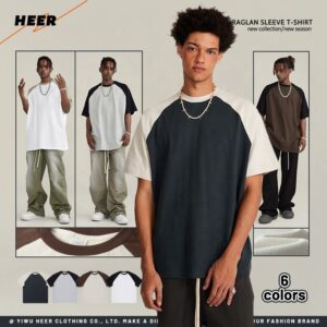 Wholesale Custom Logo Short Sleeve Unisex High-quality Heavyweight Raglan Sleeve T-shirt - Image 2