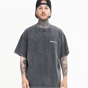 Wholesale Custom Washed T-shirt, Add Your Own Logo, Street Fashion Fast Trend T-shirt - Image 1