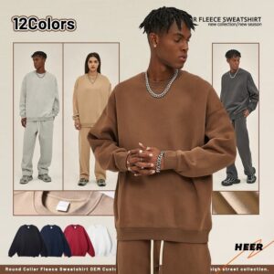 Streetwear Heavy Weight High Quality Unisex Crewneck Sweatshirt Custom Blank Oversized Fleece Men Sweatshirt - Image 2