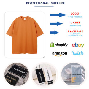 Custom Logo 305gsm T-Shirts Oversized Drop Shoulders Tshirts for Men High Quality Crewneck Tshirt - Image 4