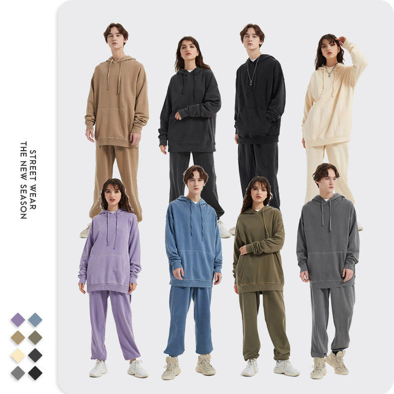 Heavy Weight Custom 380GMS  Batik Retro Washed Blank Oversized Hoodie Batik Vintage Terry Plain 100%Cotton Hoodie and Sweatpants