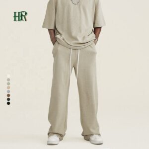 Streetwear Mens Jogger Sweatpants Custom Skeleton Screen Print Fleece Stacked Flared Pants Men - Image 2