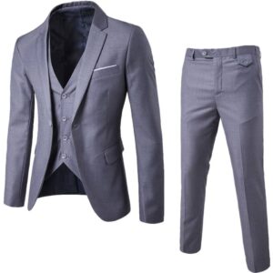 New Trend Men's Three-piece Jacket + Vest + Trousers Slim Suit Groom and Groomsman Wedding Dress Casual Suit Men Blazer Slim Fit - Image 1