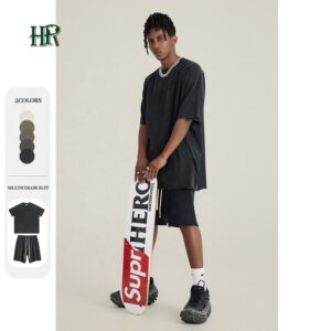 Customize Men Summer Tracksuit Short Set Unisex Sweatsuit Printed Short Sleeve Summer Shorts T Shirt Set for Men - Image 2