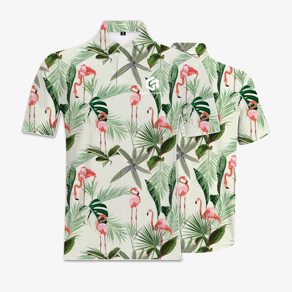 Summer Custom OEM Fashion Golf Polo Shirt Overall Print Dry Fit Slim Golf Tee Shirts With Logo Customize