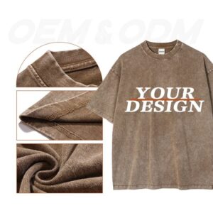Wholesale Custom Blank 100% Cotton Oversized Vintage High Street Men's T-shirts With Acid Washed T-shirt - Image 2