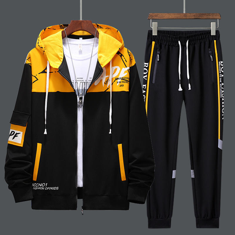 Men's Clothing 2024 Plus Size Men's Sets Casual Full Zip up Hoodies and Sweat Pants Set Fashion High Quality Print Men's Set