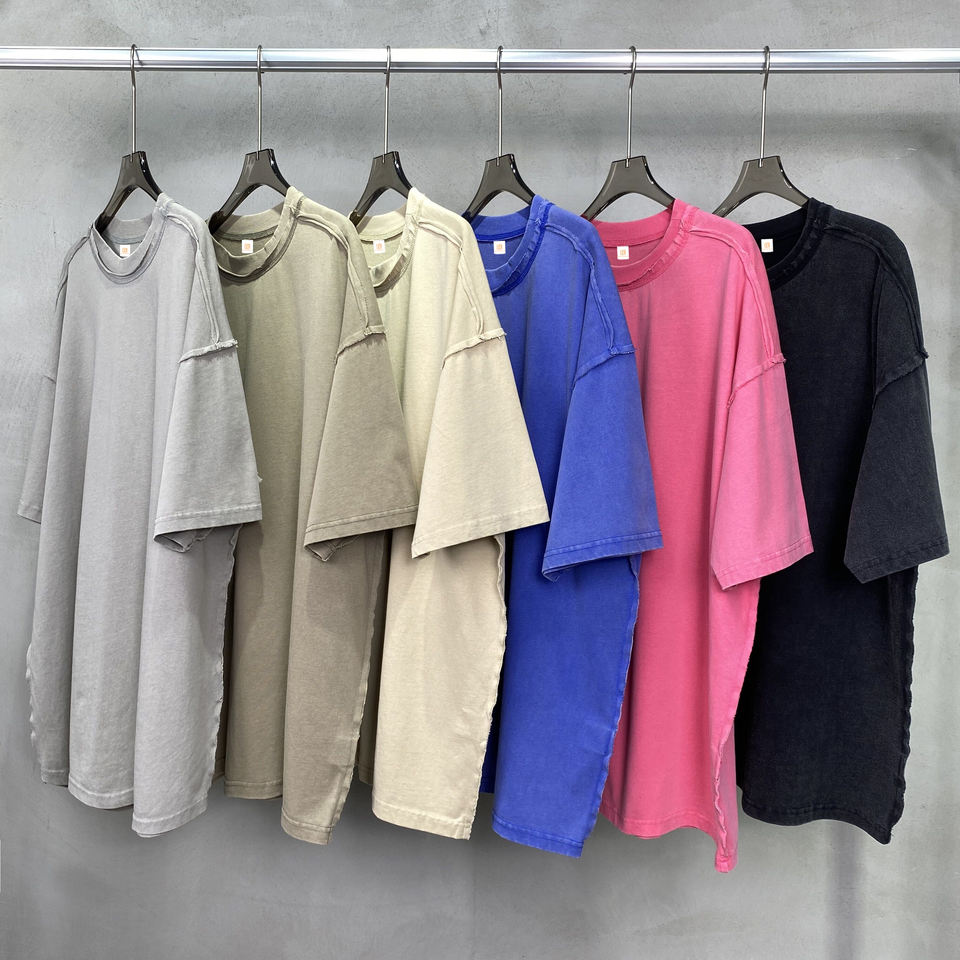 New Arrival High Quality Mens Solid Color Blank Vintage Tshirts Custom Label 250G Cotton T Shirt for Men