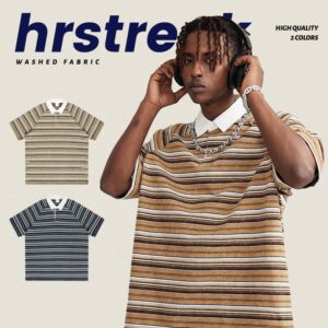 Polo Cotton Men High Street Oversized T Shirt Short Sleeve Striped Sport Custom Man T-shirt - Image 3