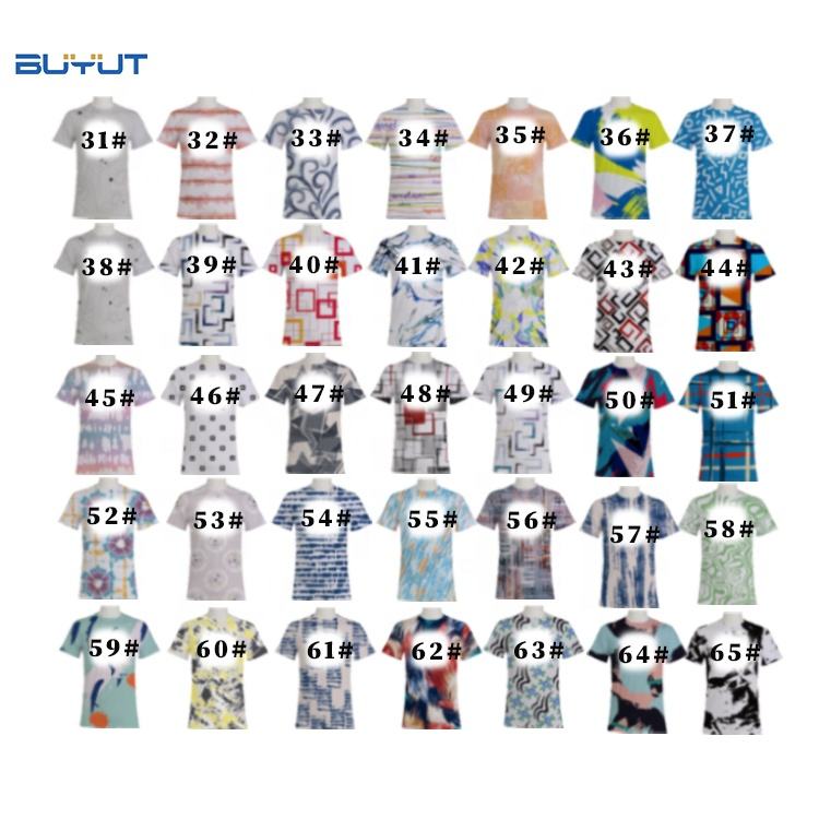 RTS DIY Printable Customized Logo Dye Tied Pattern Tee Shirt Sublimation Blank Faux Bleached T-shirt