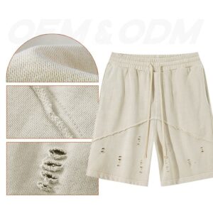 Custom Logo Street Acid Wash Distressed Running Workout Gym Sports Sweat Vintage Men Shorts - Image 2