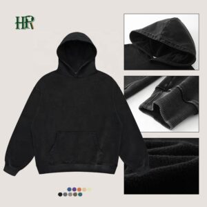 High Quality Heavyweight French Terry Vintage Sweatshirt Custom Hip Hop Oversized Drop Shoulder Men's Hoodie Embroidery - Image 3