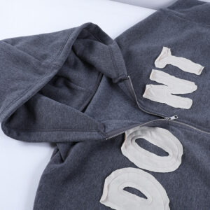 Manufacturer Affixed Cloth Embroidered Distressed Patch Heavyweight Stone Acid Wash Custom Zip up Hoodie - Image 1